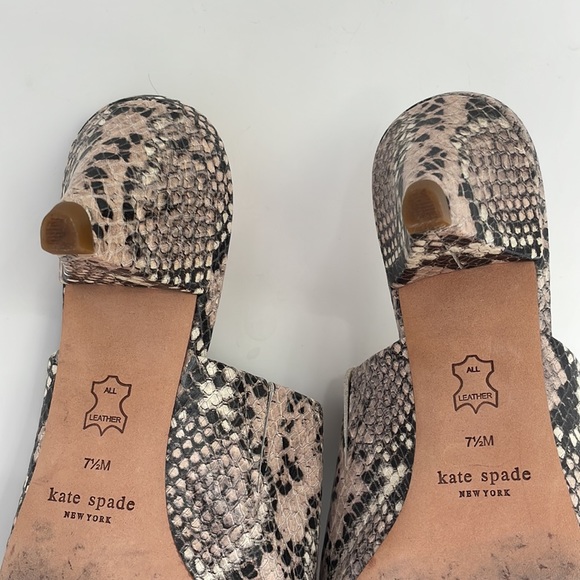 Kate Spade | Ryan Snake Print Mules Women’s Heel 2.2” Pale Vellum Size 7.5 NWB - Picture 5 of 7